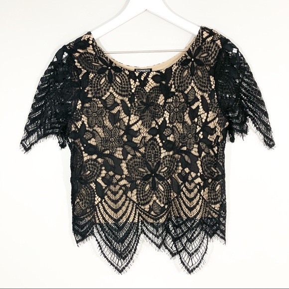 Express Tops - Express Crochet Lace Crop Top